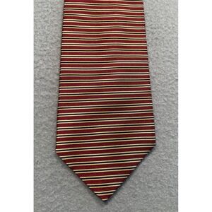 Brooks Brothers Makers Mens Silk Tie Red Gold Repp Horizontal Stripe